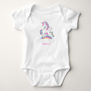 Body Licorne magique en paillettes roses et argentées f