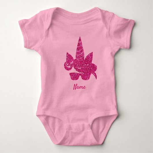 Body Licorne Visage Rose Paillettes Mignon Fille Enfant (Devant)
