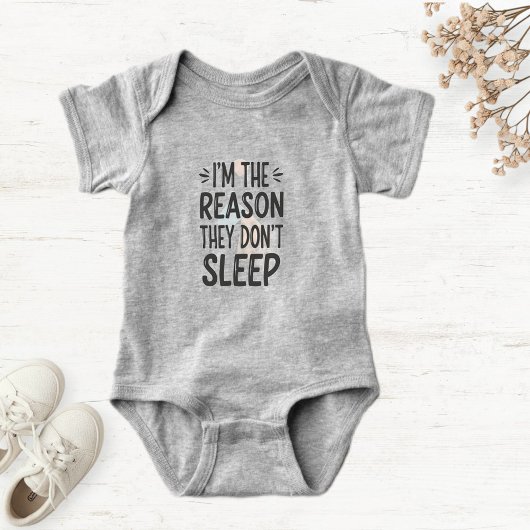 Body Light Gray Baby Bodysuit with Funny Phrase 