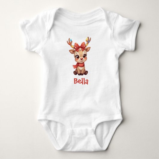 Body Light-Up Reindeer Baby Girl Bodysuit – Custom Name (Devant)