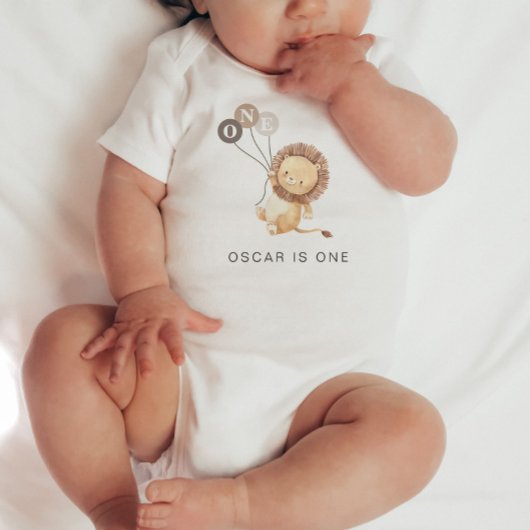 Body Lion avec 3 ballons Brown 1er anniversaire Baby Bo