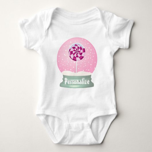 Body Lollipop enneigée globe mignon fille rose hiver (Devant)