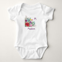 M Madison Personnaliser Nom initial, Fleurs Roses