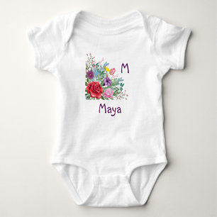 Body M Maya Personnaliser Nom initial, Fleurs Roses