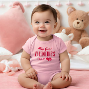 Body Ma première Saint Valentin Fille Bébée Rose