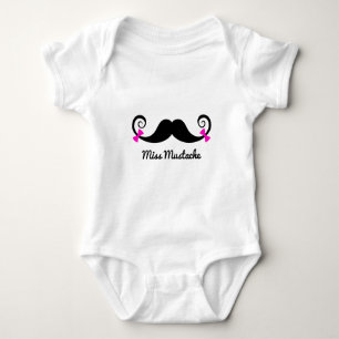 Body Mademoiselle Moustache design avec arcs roses