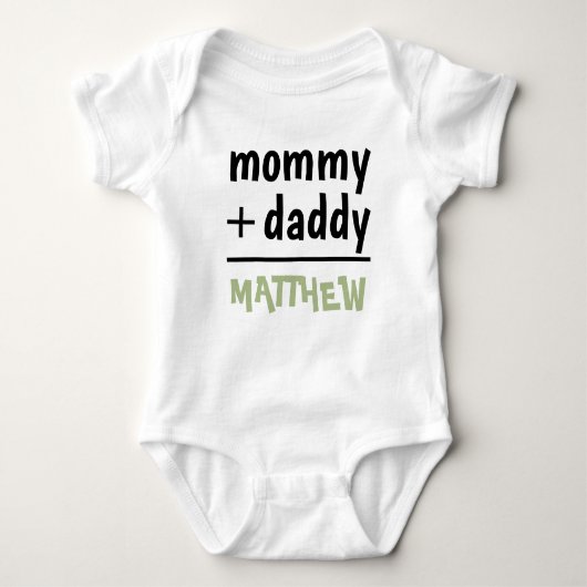 Body Maman Papa Bébé Nom du garçon Texte vert Baby show (Devant)