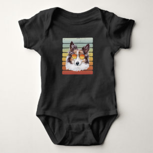 Body Maman Papa Sheltie Rétro Vintage Coucher de Soleil