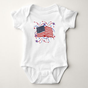 Body manche courte bébé avec drapeau américain et