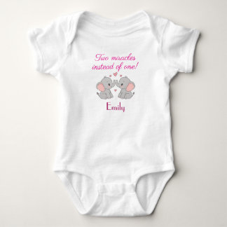 Body manche long pour jumeaux avec nom, Éléphants