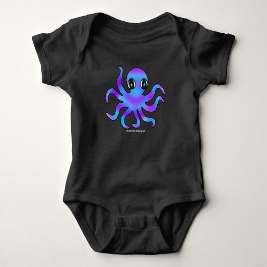 Body manche longue bébé - Pieuvre bleu violet (viv (Devant)