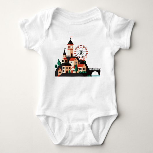 Body manchette bébé Cityscape avec roue de Ferris (Devant)