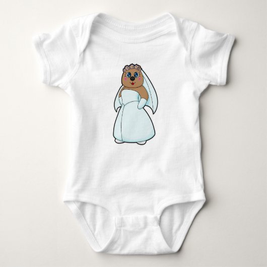 Body Mariée ours avec couronne de fleurs (Devant)