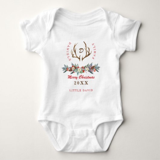 Body Matching famille Noël rustique mignon monogrammed (Devant)