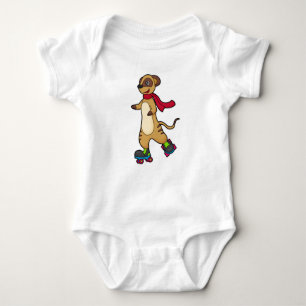 Body Meerkat comme patineur avec patins à rouleaux