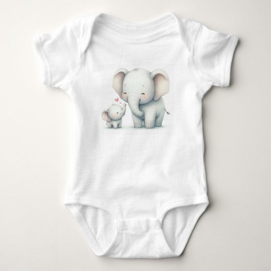 Body Mère et bébé éléphant mignons aquarelle (Devant)