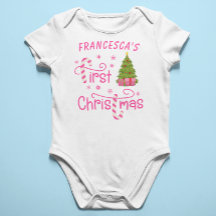 Mes premiers cadeaux de Noël et sapin de Noël rose