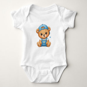 Body Mignon bébé ours en peluche en casquette bleue - O