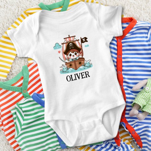 Body Mignon enfant pirate marin et bateau pirate