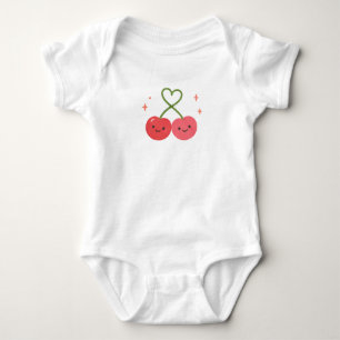 Body Mignon Kawaii Cerises Cœur Tige Fruit Couple Étinc