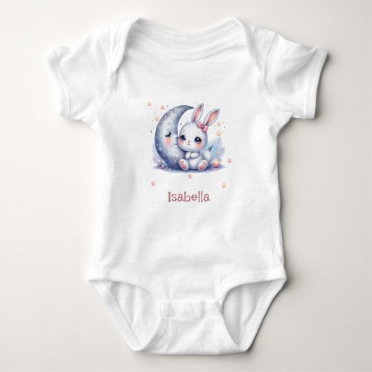 Body mignon lapin assis sur la lune (Devant)