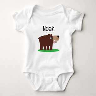 Body Mignon ourson brun dessin animé personnalisable bé