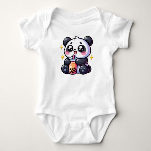 Body Mignon Panda Kawaii Boit du Thé aux Perles Bubble (Devant)