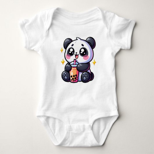 Body Mignon Panda Kawaii Boit du Thé aux Perles Kawaii (Devant)