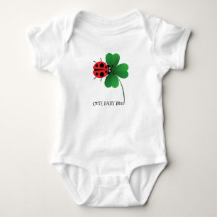 Body Mignonne coccinelle rouge sur feuille chanceuse En