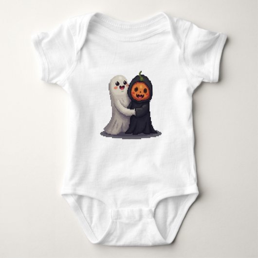 Body Mignonne combinaison Halloween Ghost & Pumkin Baby (Devant)