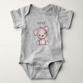 Body Mignonne fille ours mauve monogramme bébé (Devant)