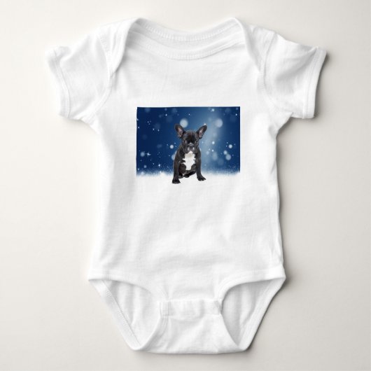 Body Mignonne French Bulldog Etoiles de neige Bleu Noël (Devant)