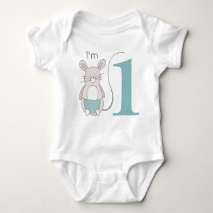 Body Mignonne "I'm 1" Funny Souris Bleu