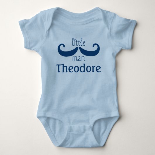 Body Mignonne Petit Homme Moustache Bleu (Devant)