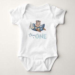 Body Mignonne Teddy Bear Blue Plane Un 1er Anniversaire