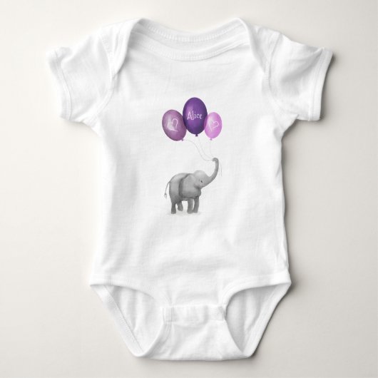 Body Mignonne tenue personnalisée pour bébé éléphant (v (Devant)