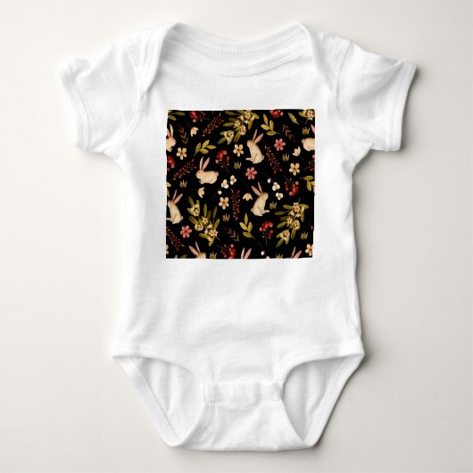 Body Mignons lapins : Motif à main aquarelle (Devant)