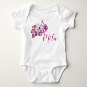 Body Mila Nom Floral Personnalisé Fleur Vintage Toddler