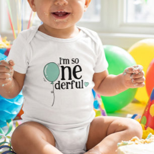 Body Moderne Cute Turquoise Ballon Anniversaire Onederf