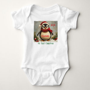Body Mon 1er Noël, Cadeau bébé Customisé, Pingouin