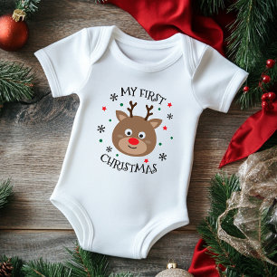 Body Mon 1er Noël Renne Flocon Moderne Mignon
