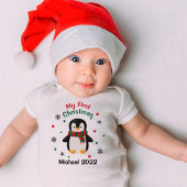 Body Mon premier pingouin de Noël Nom de bébé