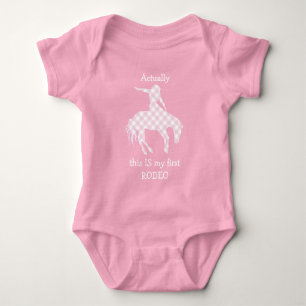 Body Mon premier rodéo rose En vichy Motif