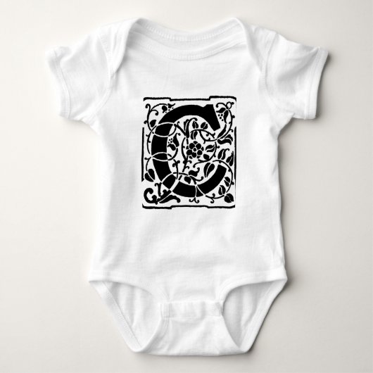 Body Monogramme C initial. Nom floral Motif Customisé (Devant)