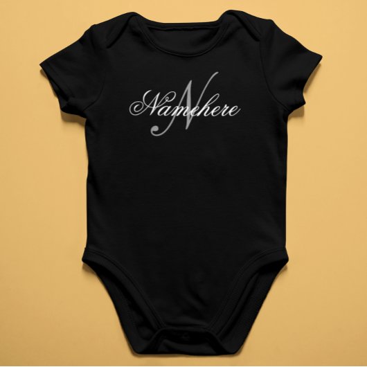 Body Monogramme de nom personnalisé unique noir et blan