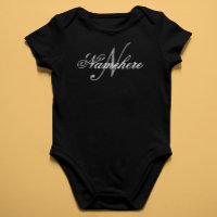 Monogramme de nom unique personnalisé noir et blan