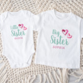 Body Monogramme du nom de la petite sœur avec des cœurs