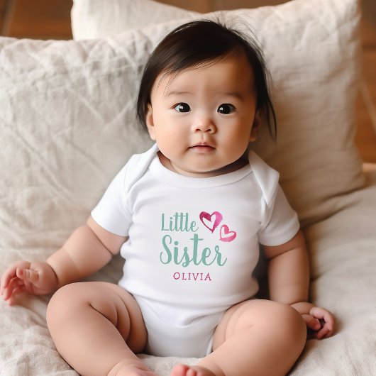 Body Monogramme du nom de la petite sœur avec des cœurs
