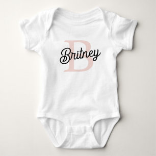 Body Monogramme et nom personnalisé moderne Pastel Pink