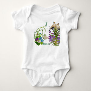 Body Monogramme floral aquarelle Oiseaux funky personna